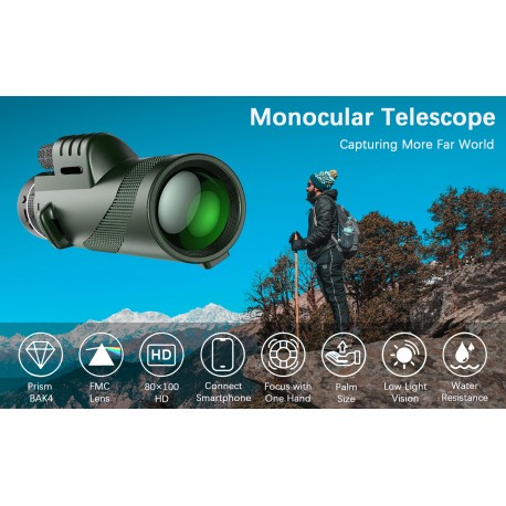 MONOKULARNI DALJNOIGLED 40 X 60 S STOJALOM IN NASTAVKOM ZA TELEFON